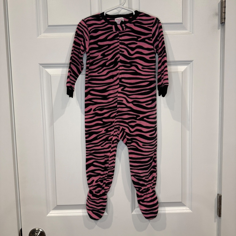 Garanimals Toddler Girls Pink Zebra Print Fleece Footed Pajamas Size‎ 24 Months